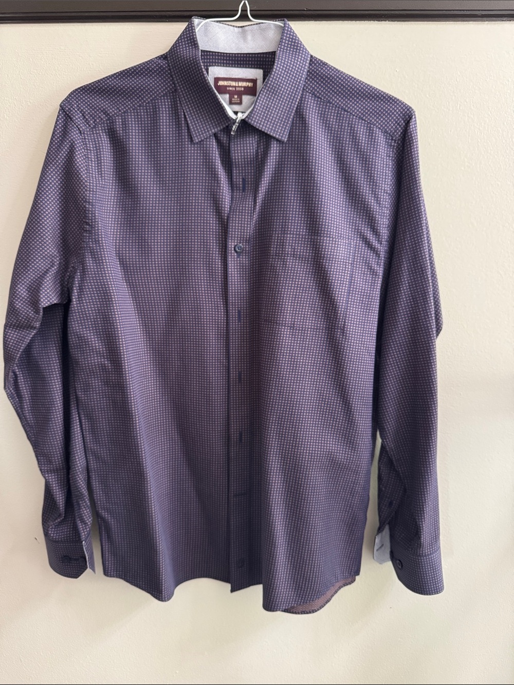 Johnston & Murphy Men's blue Micro-Pattern Dress Shirt
